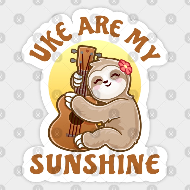 Cute girls music lover ukulele player sloth Sticker by PnJ